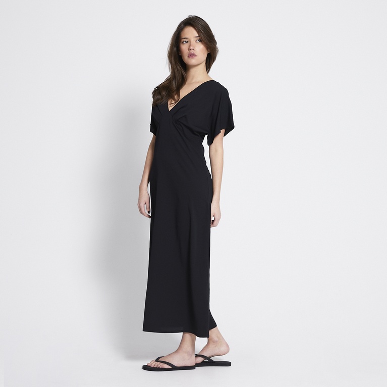 V-neck crepe dress "Selena" Black